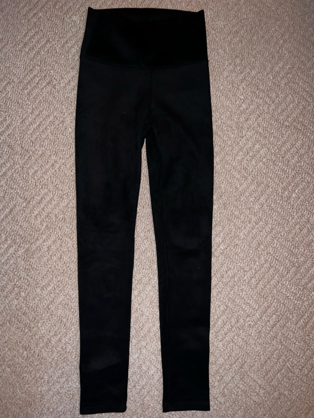 Cherish Suede-Feel Black High-Waist Leggings